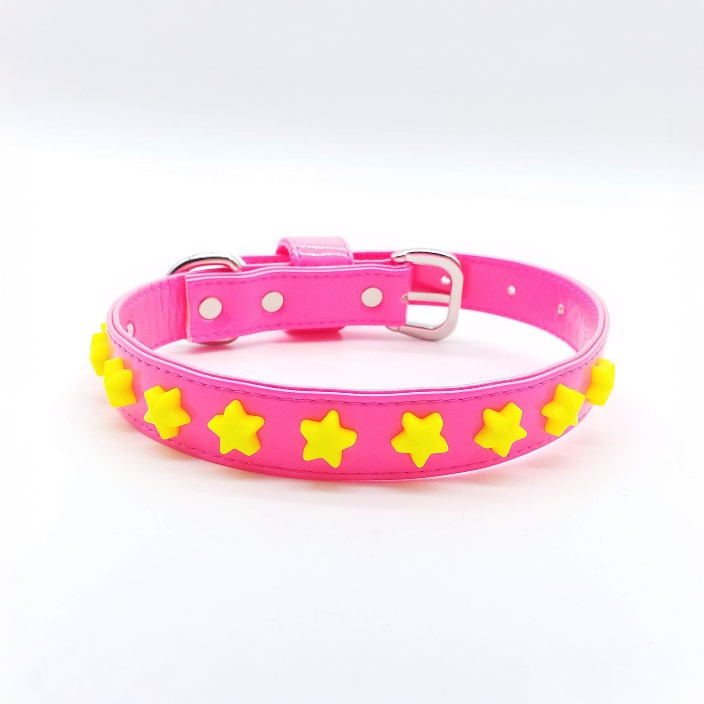 Collare in Ecopelle Fluo con Stelle