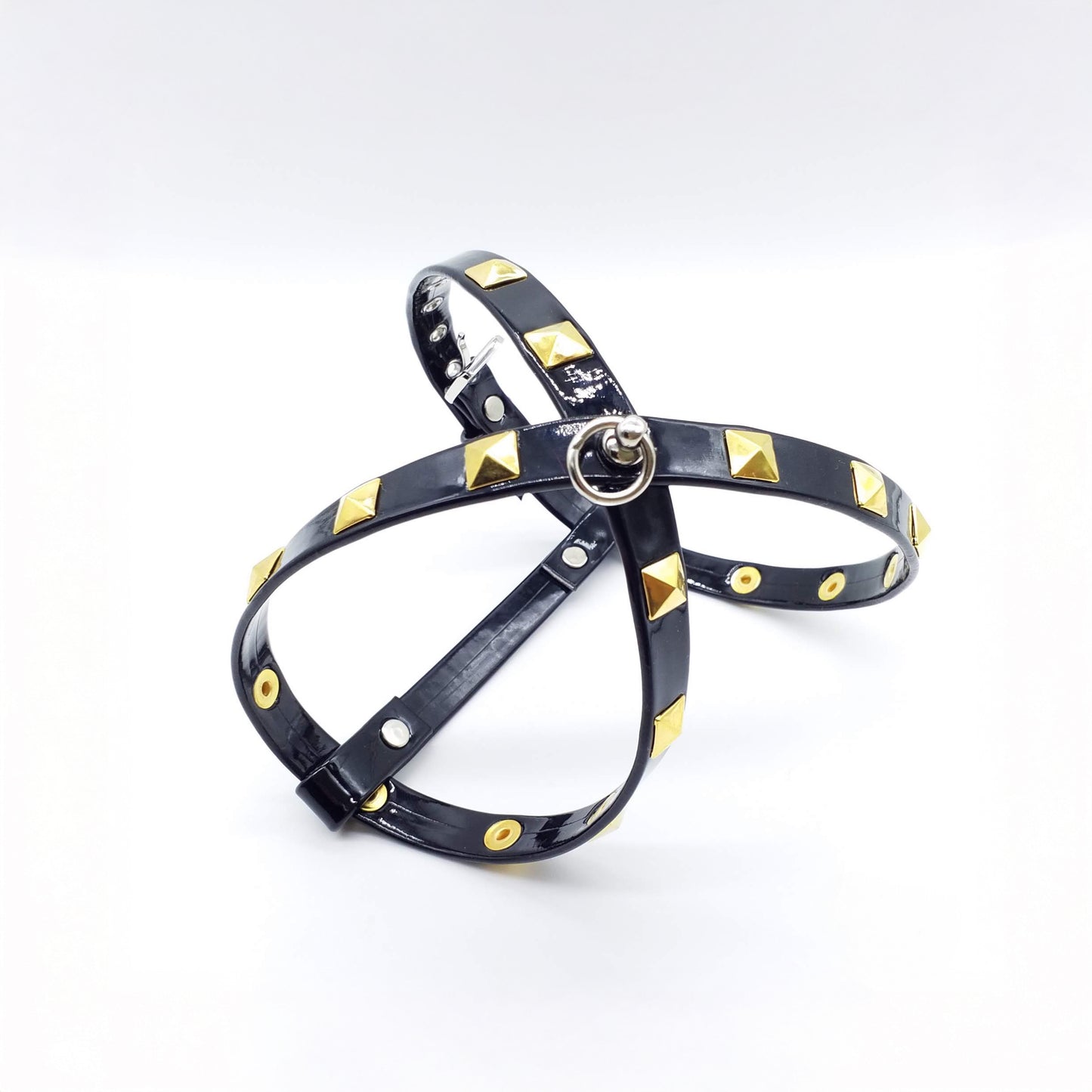 Harness and Leash Set in Eco-Leather with Studs