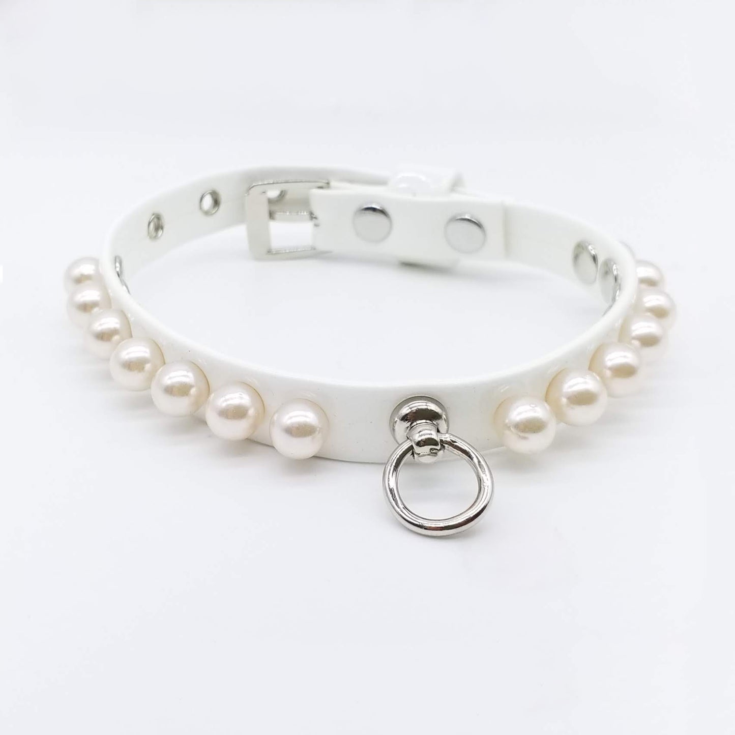 Eco-Leather Collar + Leash Set Pearls
