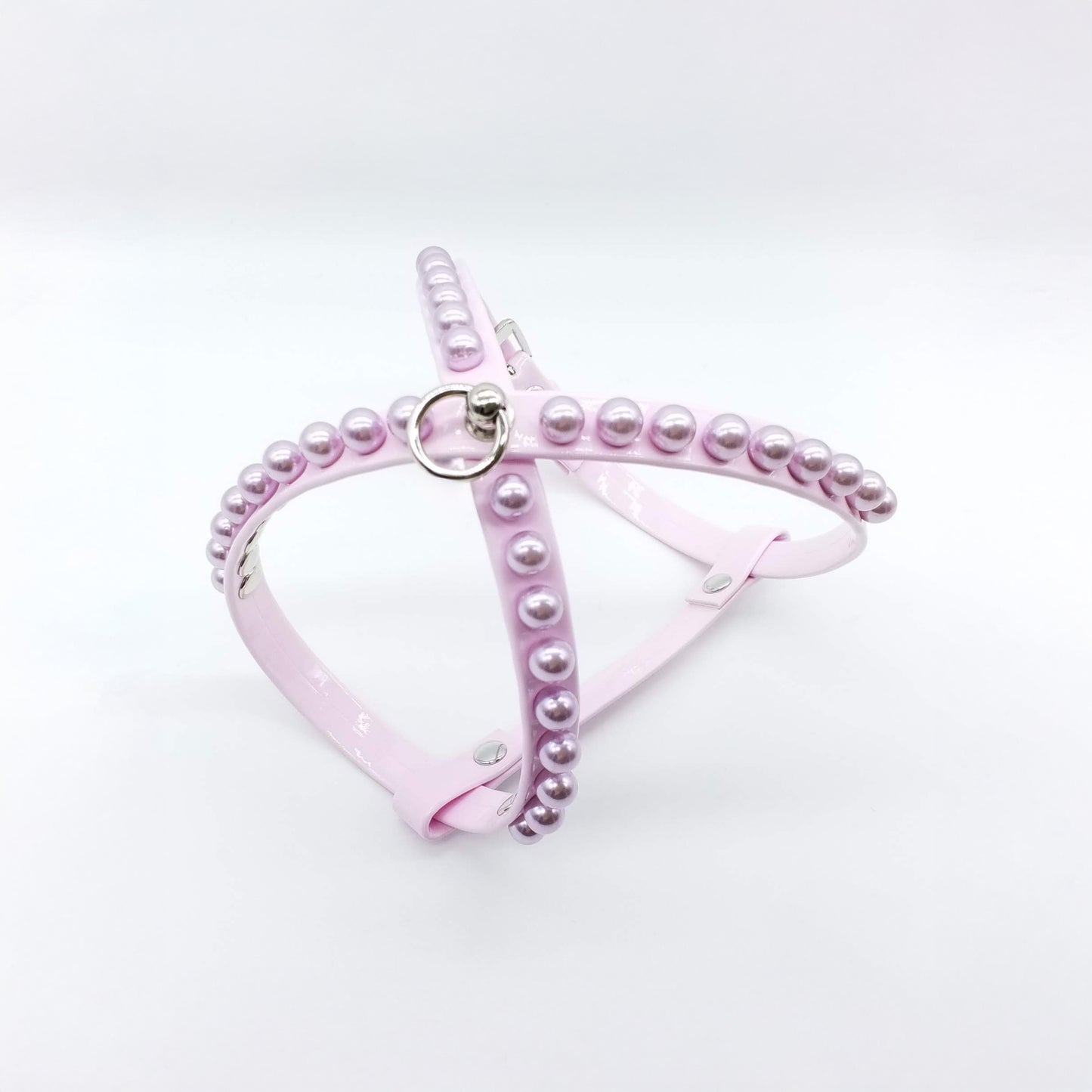 Harness and Leash Set in Eco-Leather with Pearls