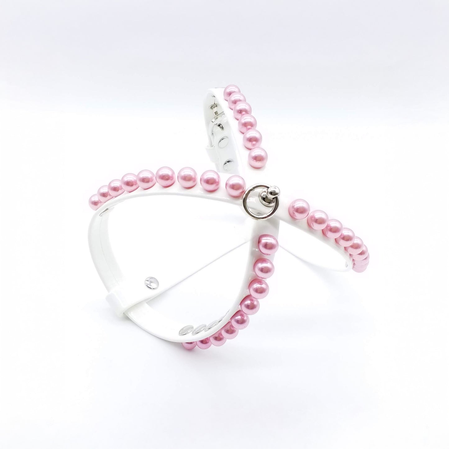 Harness and Leash Set in Eco-Leather with Pearls