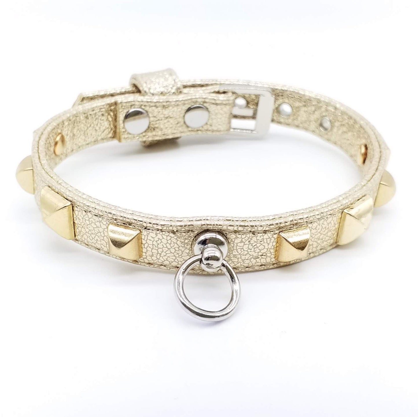 Collar and Leash Set in Eco-Leather with Studs