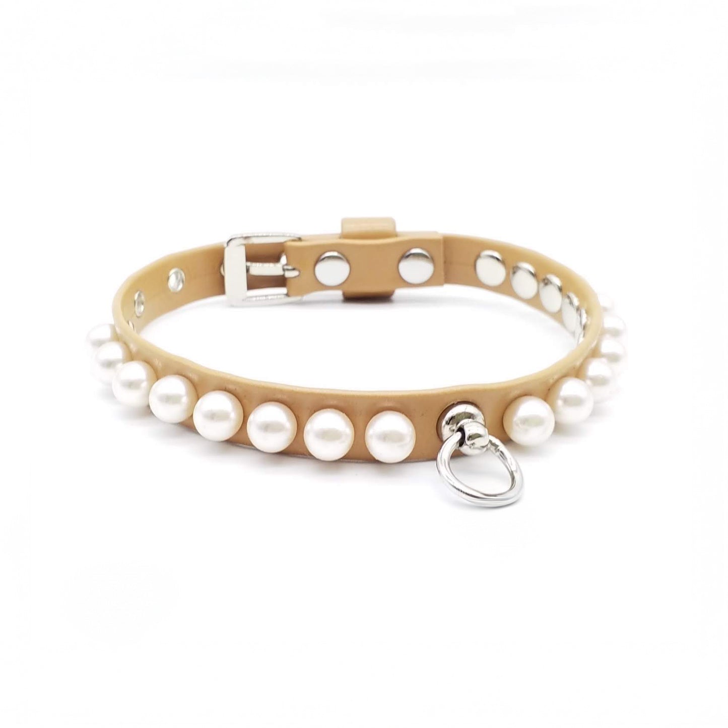 Eco-Leather Collar + Leash Set Pearls