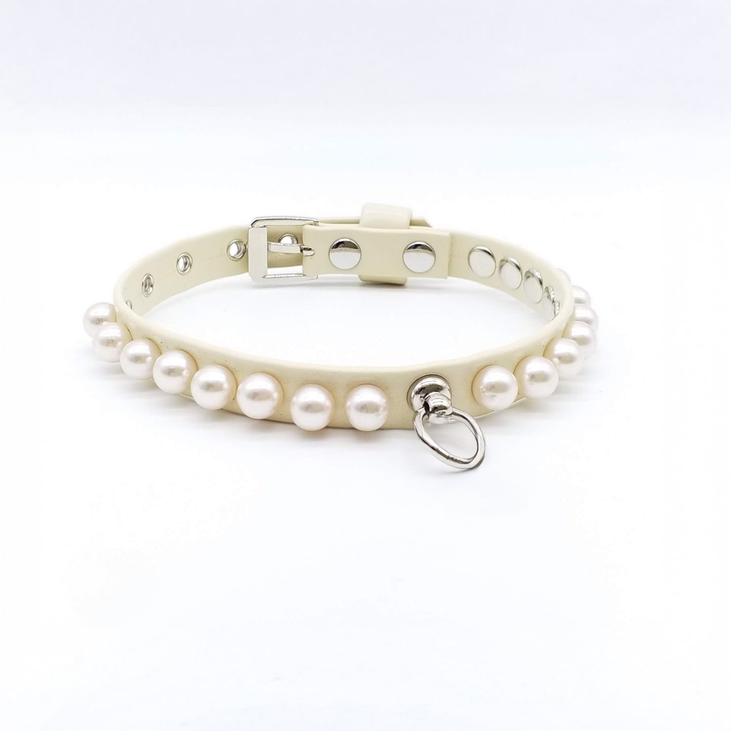 Eco-Leather Collar + Leash Set Pearls