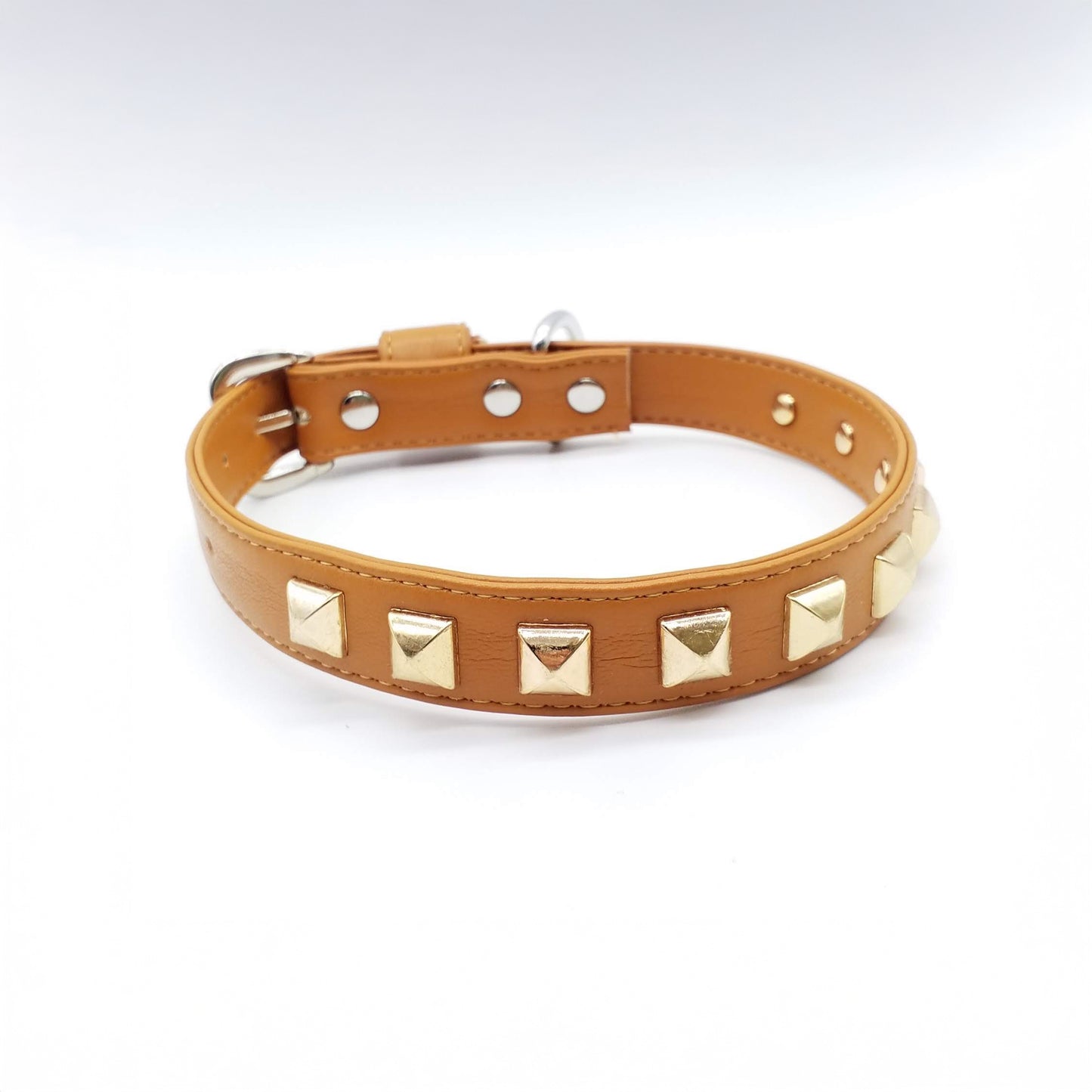 Collar and Leash Set in Eco-Leather with Studs