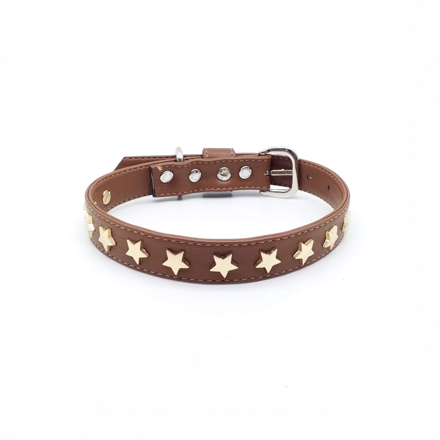 Eco-Leather Collar and Leash Set with Stars
