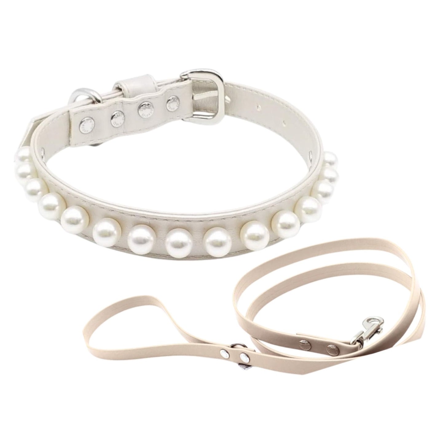 Set Ecopelle Collare + Guinzaglio Perle