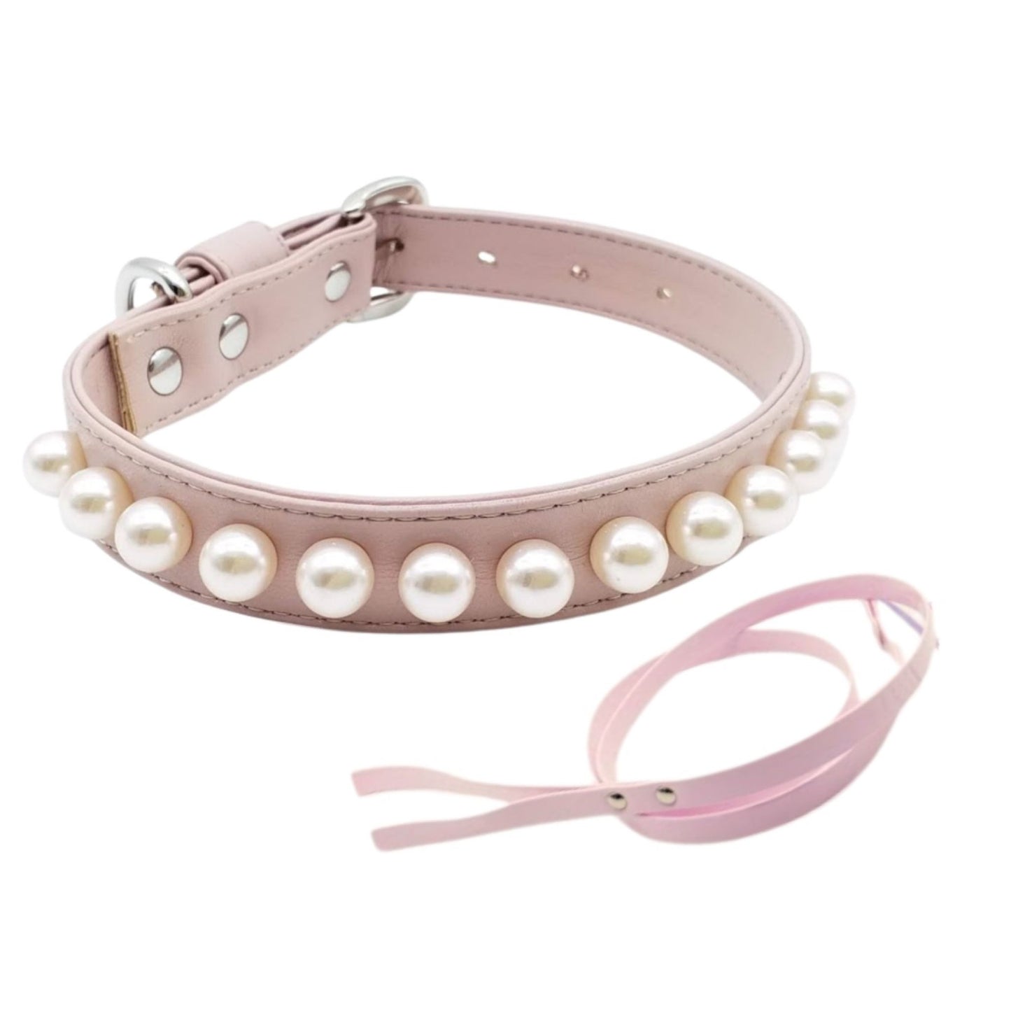 Set Ecopelle Collare + Guinzaglio Perle