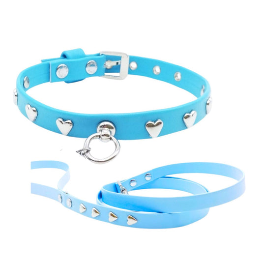 Set Collare e Guinzaglio in Ecopelle Cuori