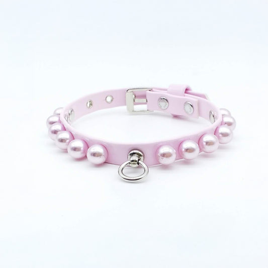 Eco-Leather Collar + Leash Set Pearls