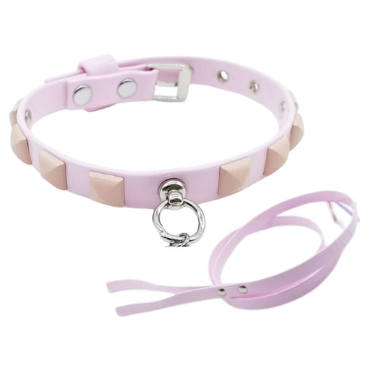Collar and Leash Set in Eco-Leather with Studs