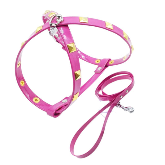 Harness and Leash Set in Eco-Leather with Studs