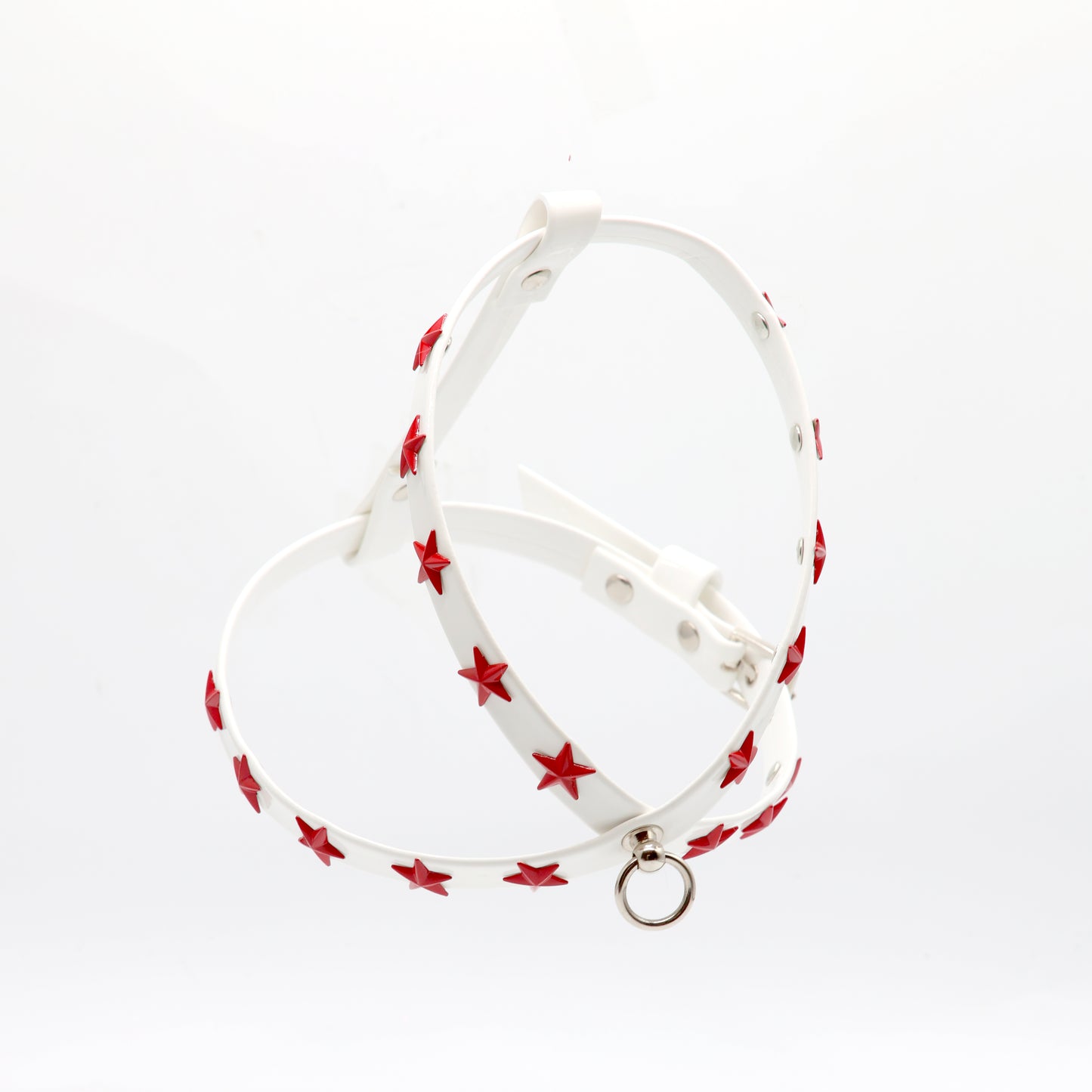 Harness and Leash Set in Eco-Leather with Double Row of Studs