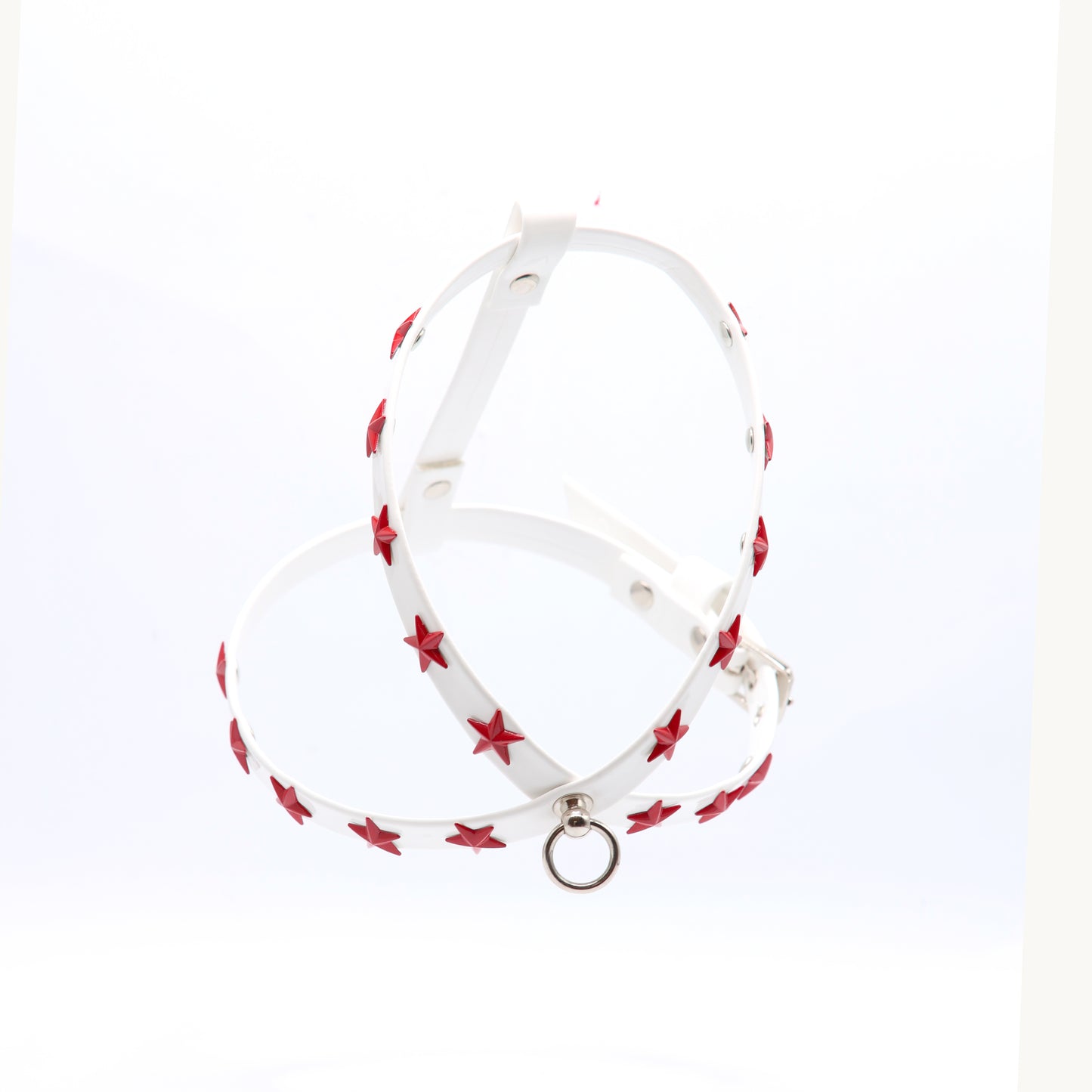 Harness and Leash Set in Eco-Leather with Double Row of Studs